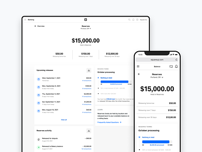 Square Reserves Dashboard design product design ui user experience ux