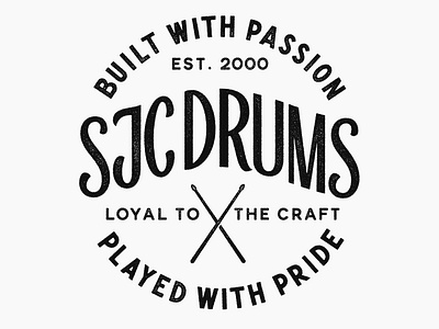 SJC Custom Drums Badge Texture Detail badge badge design custom lettering drums drumsticks grit gritty hand lettering illustration lettering texture typography