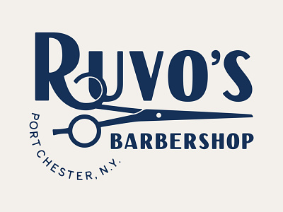 Ruvo's Barbershop Logo Lockup 1 barber barber logo barber shop barbers barbershop custom lettering hand lettering lettering lockup lockups logo logotype new york typography