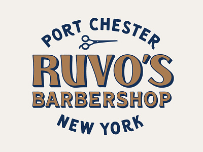 Ruvo's Barbershop Logo Lockup 2 barber barber logo barber shop barbers barbershop custom lettering hand lettering lettering lockup lockups logo logotype new york typography