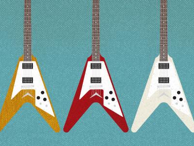 Flying V's experiment flat guitar illustration infographic retro texture v vintage