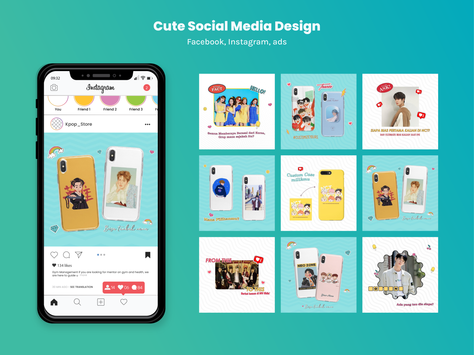 Cute & Colorful Social Media (Instagram, Facebook) Design by Eka