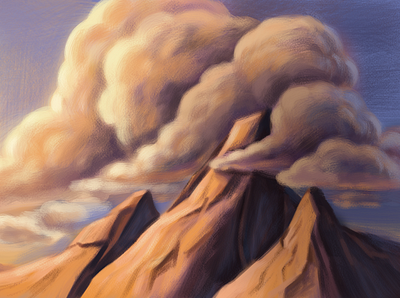 Fundamentals of lightning adobephotoshop clouds digitalartist digitalpainting illustration illustration art landscape landscapeart mountains
