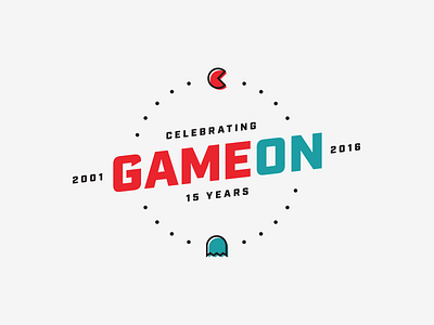 Game On (15th Anniversary) 15 anniversary brand branding celebration illustration logo pacman party vector