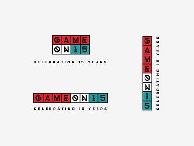 Game On (15th Anniversary) 15 anniversary blocks brand branding celebration illustration logo party vector