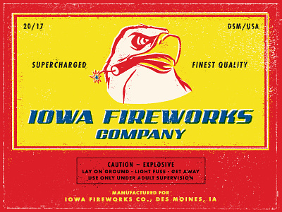 Iowa Fireworks Co. Postcard america eagle explosive fireworks iowa label merica package texture usa