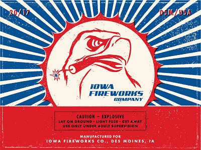 Iowa Fireworks Co. Postcard america eagle explosive fireworks iowa label merica package texture usa