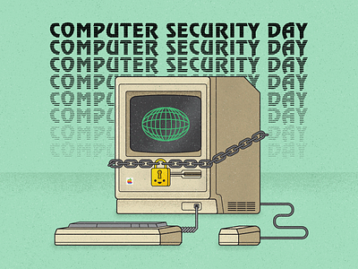 Computer Security Day 1984 512k apple computer computersecurityday design gritty illustration mac macintosh retro secure security texture vector