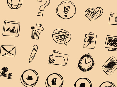 Hand Drawn Icons black camera drawn file hand icons lines question vectors white