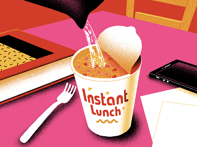 Instant branding color palette design flat food illustration instant lunch memphis style minimal ramen studysoup table