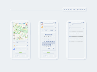 iXYt - search pages android app application design event ios neo neomorphis ui ux