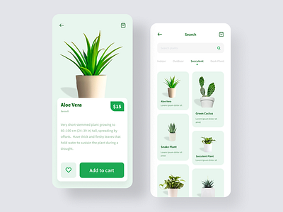 Mobile App — Plant Shop 2020 trend app design cards clean green minimal mobile app design plant plant shop plants plants shop ui ui design ux