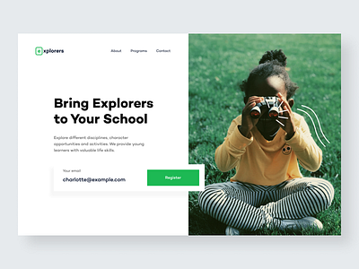 Explorers — Hero Website clean exploration explorations explorer explorers hero hero banner hero image hero section homepage design landing design landing page minimal ui ux web design website website design