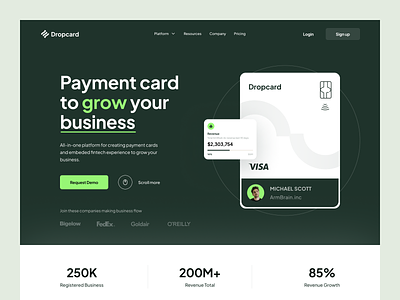 Dropcard | Payment Card Fintech Landing Page