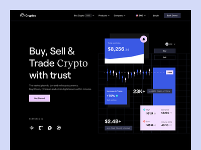 Cryptop | Cryptocurrency Landing Page bitcoin business crypto cryptocurrency decentralized finances defi defi coins ethereum finance fintech homepage landing landing page landing page design technology ui web app web design web3 website design
