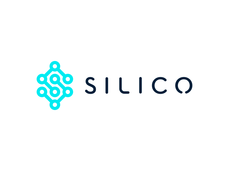 Silico Logo wordmark icon branding logo mark science dots