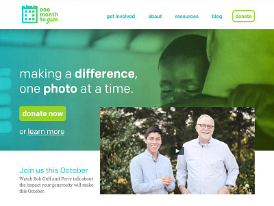 One Month to Give - Website css give homepage html non profit responsive screenshot siteleaf ux web