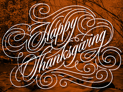 Happy Thanksgiving ornament sloop swash type typography