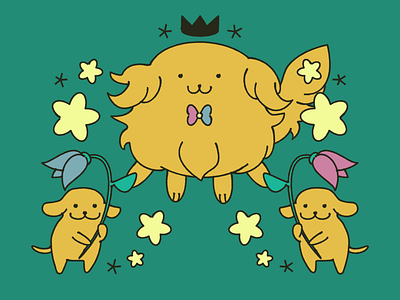Royal Procession affinity designer bee and puppycat cute illustration puppy simple vector