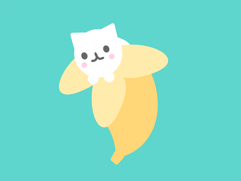 Bananya animation bananas cat cute illustration kawaii vector