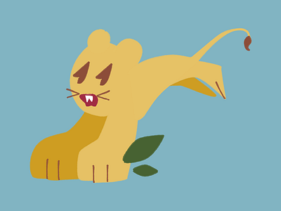 Leaping Lion cute illustration lion simple