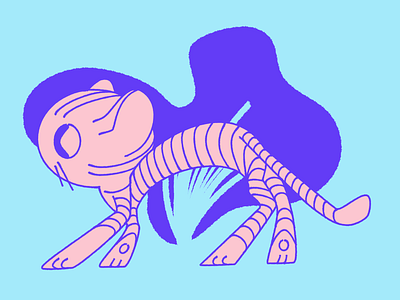 Stalk cat cute illustration lineart simple tiger