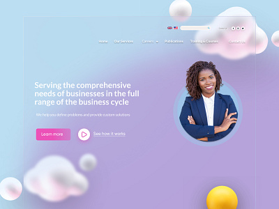 Glassmorphism business landing page