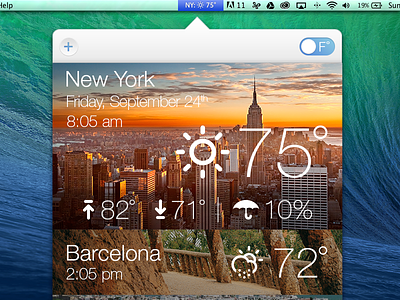 Weather & World Clock App app buttons design mac minimal thermometer ui ux weather weather app