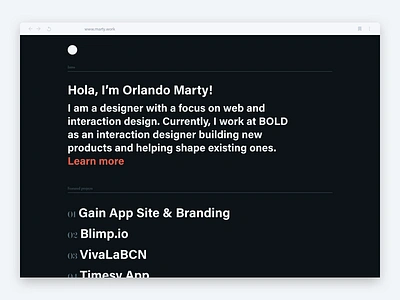 Marty V2.0 minimal simple site swiss ui ux