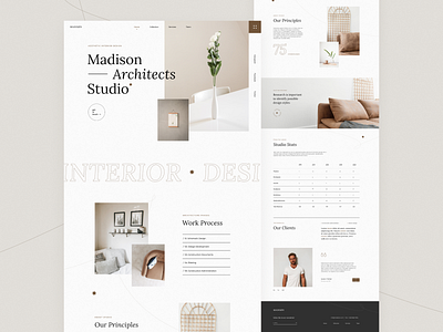 Interior studio concept design interior landingpage minimalism webdesign website