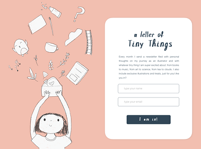 Tiny Newsletter Subscription 001 cute dailyui dailyui 001 dailyuichallenge happy illustration modal newsletter subscribe subscription ui