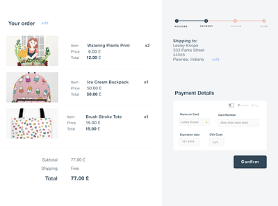 E-commerce payment page card payment dailyui dailyui 002 dailyuichallenge ecommerce illustration payment shopping cart ui