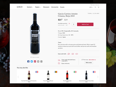 Wine Shop concept design ecommerce product page website wine wine shop