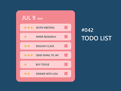 DailyUI #042 ToDo List 042 dailyui