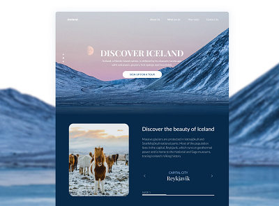 Landing page for a Travel agency iceland landingpage tour tourism tourism website travel travel agency userinterface webdesign website