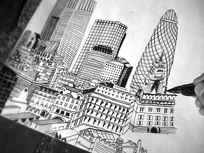 London Drawing architecture art buildings city drawing ink line london pen town