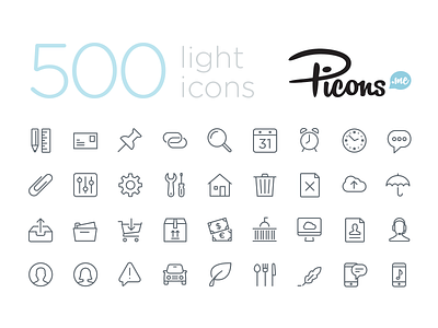 Officially out - Picons Thin android icons ios ios7 mobile picons pictograms thin vector