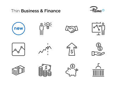 Picons Thin Update - Business & Finance analytics business finance icons money picons thin update vector