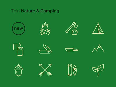 Thin Nature & Camping basecamp camping environment fire icons knife nature picons thin vector wildlife