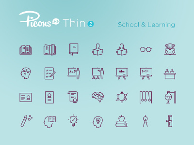 Picons Thin 2: School & Learning download icon set icons line icons outline picons symbols update vector icons