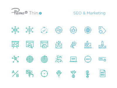 SEO & Marketing icons icon set icons marketing outline picons seo vector