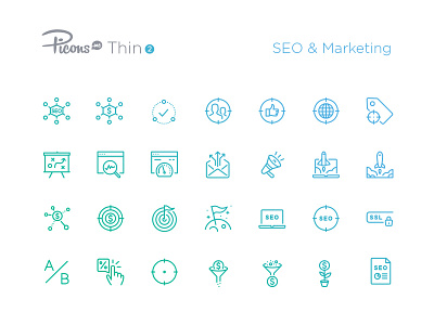 SEO & Marketing icons icon set icons marketing outline picons seo vector