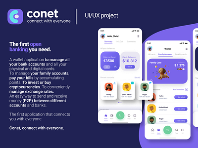 Conet - The first open banking you need branding graphic design ui