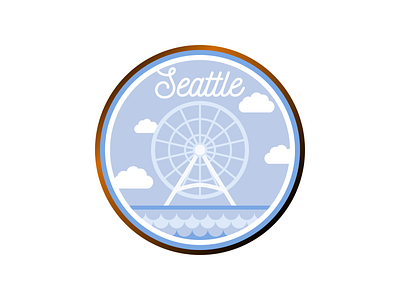 Blue Seattle Sticker blue branding design ferris wheel flat illustration inkscape seattle sticker vector