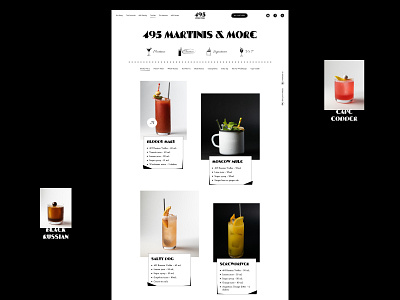 495 Martinis & more | Vodka 495 alcohol black cocktail drinks illustration products typography ui ui design web web design website