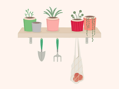 Plants design illustration plants shelf