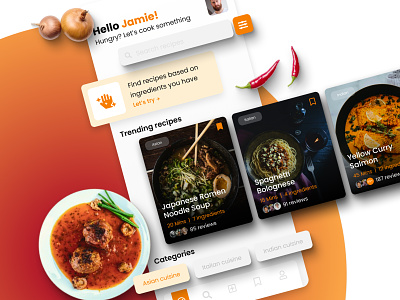 Food recipe app UI application food food app foodie product design recipe recipe book ui user interface