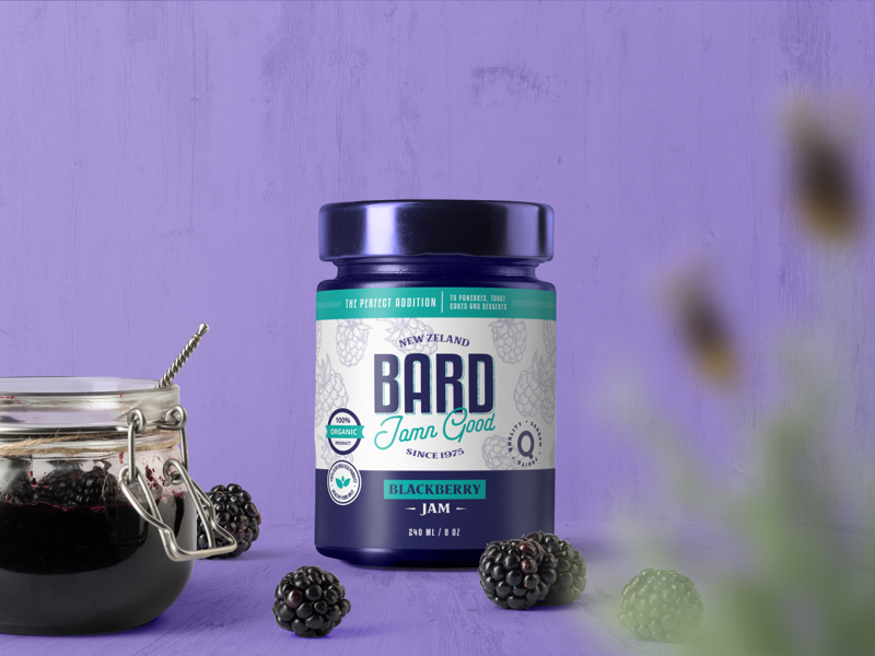 Bard Blackberry Jam packaging jar label label design packaging design label packaging wordmark branding brand identity mark symbol identity logo design logo