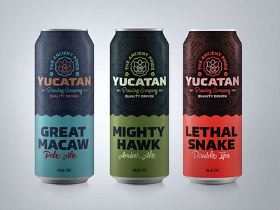 Yucatan Brewery Beer line packaging designs