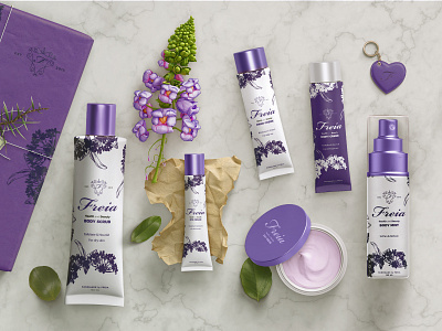 Freia Lavender - Skin care product line beauty beauty logo beauty product branding identity label logo packaging packaging design product product line products